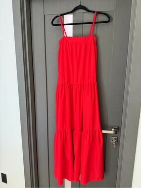 Red Tiered Maxi Dress - Spaghetti Straps